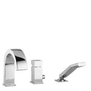Level LEC Three Hole Deckmount Bath Faucet with Pull Out Hand Shower 