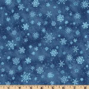  44 Wide Snow Show Small Snowflake Midnight Blue Fabric 