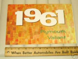 1961 PLYMOUTH & VALIANT Color Car Sales Folder Brochure  