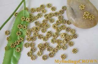700 Antiqued gold daisy spacer beads 5mm W300  