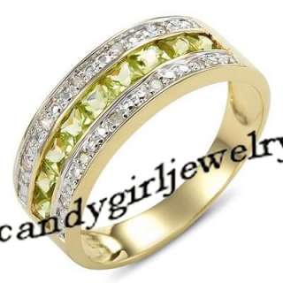   Green Peridot 10KT Yellow Gold Filled Ring Size 10 Best Gift  