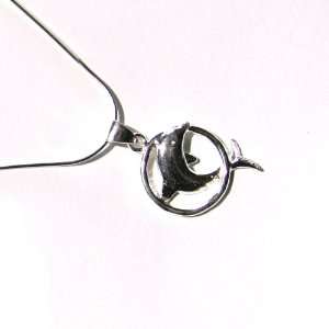  Dolphin Loop 925 Italy Silver Pendant Jewelry