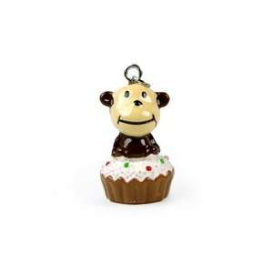  Roly Polys 3 D Hand Painted Resin Cute Monkey on Cupcake 