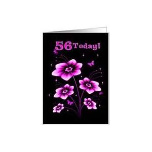  56th Birthday with Flowers and butterflies Card Toys 