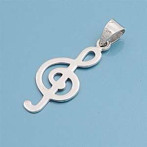  Sterling Silver Music Note Pendant 32MM Jewelry