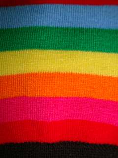 New Womens Stripe Rainbow Black Knee High Socks b028  