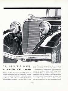 LINCOLN CAR AD   1933   12 Cylinder   SHOWS HOOD ORNAMENT  