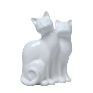 6.5 inch All white Glazed Porcelain Sitting Cats Best 