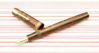 Vintage PARKER VACUMATIC 2 Jewel Red Burgundy Striped Fountain Pen 