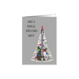 Rockin Christmas Uncle, rock guitar Christmas tree Card 