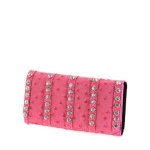  Pink Rhinestone Studded Button Closure Wallet Everything 