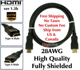 6Ft HDMI 1.3b Certified Cable Premium 28AWG 1080P/1600P  