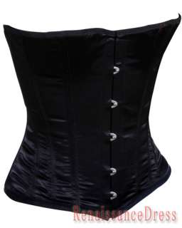 Gothic Sexy Satin Steel Boning Strapless Corsets Tight Lacing Up Women 
