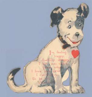Vintage Valentine Card 1940s DOG Stand Up FOX TERRIER  