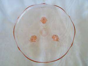 Pink Depression Glass Plate 3 Legs Scalloped 1796  