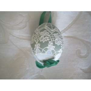  Easter Egg Austrian Lace Painted Egg with Ribbon 