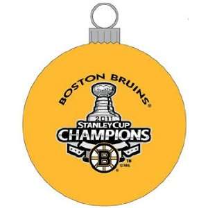 Boston Bruins Stanley Cup Champions Yellow Glass Christmas Ornament 