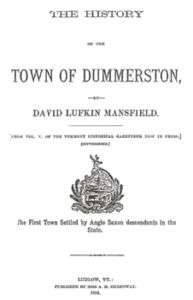 1884 Genealogy & History of Dummerston Vermont VT  