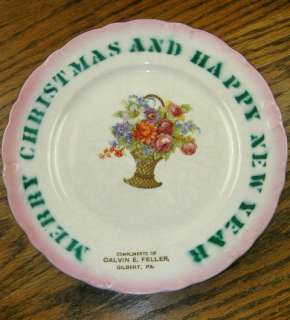Circa 1900 Antique Advertising Plate   Merry Christmas and Happy New 
