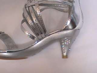 Girls Silver Dress Shoes Pageant Heels(TERE27) Yt Sz 9  