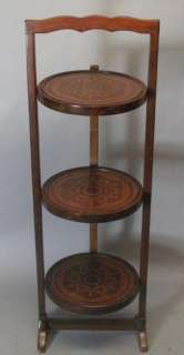   Antique 3 Tier Walnut Muffin Cupcake Stand c. 1900 Collaspible Table