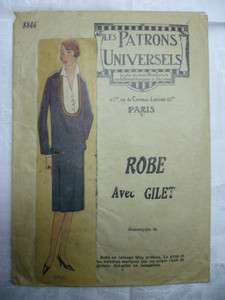 ART DECO 1920s Vintage PARIS Dress Pattern PATRONS UNIVERSELS  