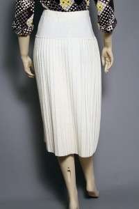 Vintage Sonia Rykiel White Wool Knit Pleated Skirt  