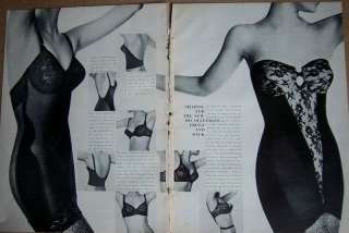 1964 Vintage Black Bra Girdle Two Page Fashion Ad  