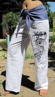 Indian Tie Style Yoga Pants Tattoo Dragon Art White szM  
