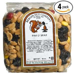 Bergin Nut Company Pak O Snax, 16 Ounce Bags (Pack of 4)  