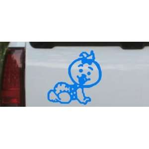 Baby Girl Crawling Car Window Wall Laptop Decal Sticker    Blue 22in X 