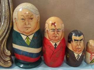 Mockba 7 Russian Leaders Nesting Dolls Signed 1994  