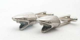 Sharks Head Cufflinks, Fine English Pewter, hand made  