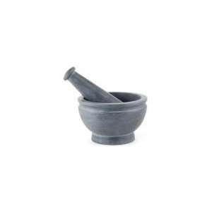  Wide Mouthed Gray Stone Mortar and Pestle