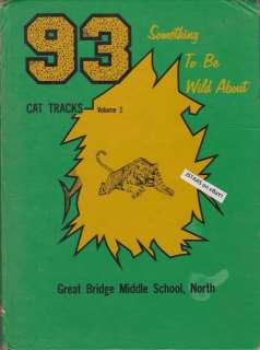 1993 GREAT BRIDGE MIDDLE SCHOOL YEARBOOK, CHESAPEAKE, VA  