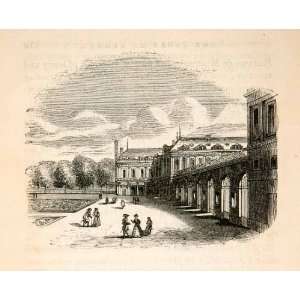  1855 Wood Engraving Palais Royal Paris France Landmark 