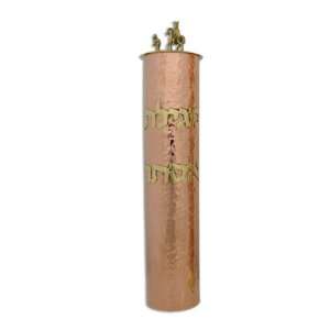  Brass and Copper Megillah Case with Mordechai on Horse and 