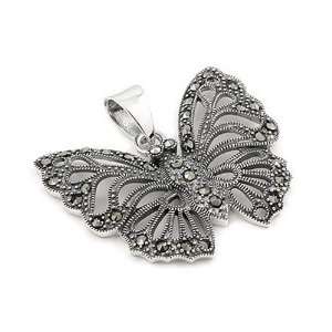  Marcasite Cut Out Butterfly Pendant Jewelry