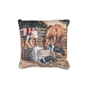 Working Girls Cowgirl Decorative Accent Throw Pillow 17 x 17