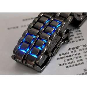 Brand New LED Watch SHARP Lava Style Iron Samurai Metal w/ BLUE Light 