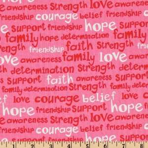 44 Wide Inspiration Encouragement Words Candy Pink Fabric By The 