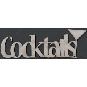  Fabscraps Die Cut Grey Chipboard Word, Cocktails Arts 
