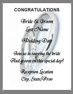 Silver Wedding Rings Custom Reception Wine Labels  