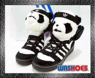 2011 Adidas Original Jeremy Scott Panda Bear Black White US 9 & 9.5 