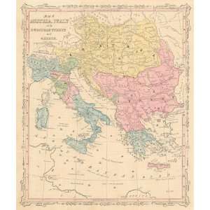  Smith 1860 Antique Map of Austria, Italy, Turkey & Greece 