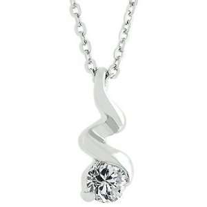 White Gold Rhodium Bonded Solitaire Womens Pendant Necklace With a 