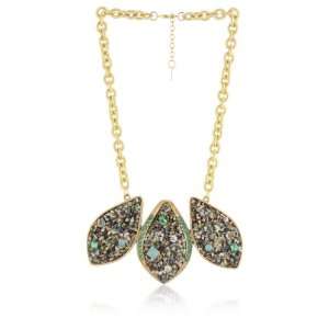    Sparkling Sage Crushed Stone Abalone Petal Bib Necklace Jewelry