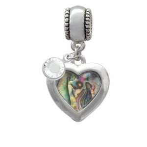 Abalone Shell Heart   Two Sided Charm European Charm Bead Hanger with 
