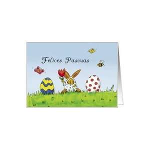 Spanish Easter ¡Felices Pascuas  Humorous with Rabbit in Egg Costume 