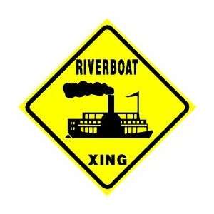  RIVERBOAT CROSSING steam boat travel sign
